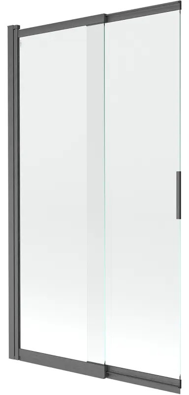 Mexen Fox, 2-krídlová posuvná vaňová zástena 100 × 150 cm, 5mm číre sklo, grafitový profil, 891-100-002-66-00