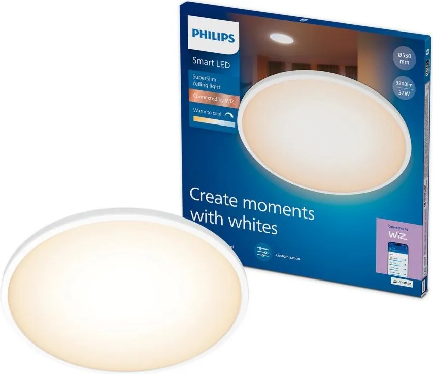 Philips-LED Stmievateľné stropné svietidlo SUPERSLIM LED/32W/230V 2700-6500K Wi-Fi