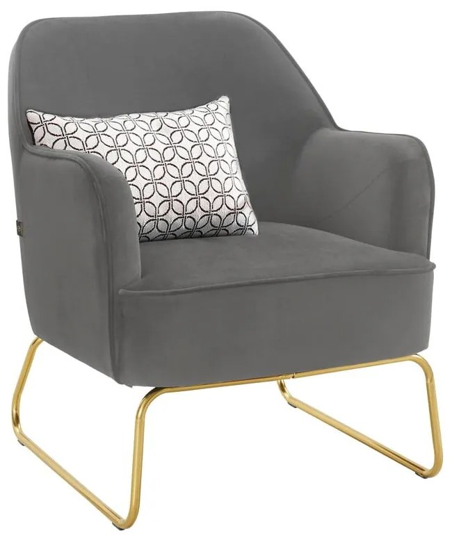 Sivé zamatové kreslo Joshua - Støraa