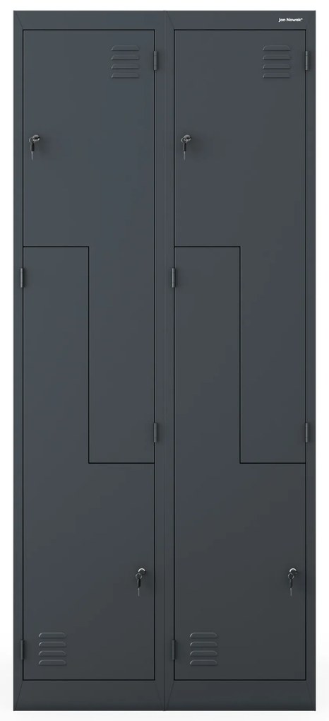 Kovová skriňa typu "L" JULIA, 800 x 1850 x 450 mm, antracitová