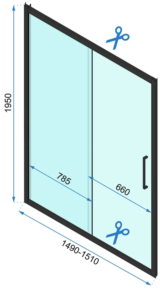 Rea Rapid Slide, posuvné sprchové dvere 1500 x 1950 mm, 6mm číre sklo, chrómový profil, REA-K5605