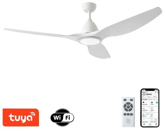 ZEVENTI - LED stropný ventilátor URBINO LED/20W/230V Wi-Fi Tuya biela + diaľkový ovládač