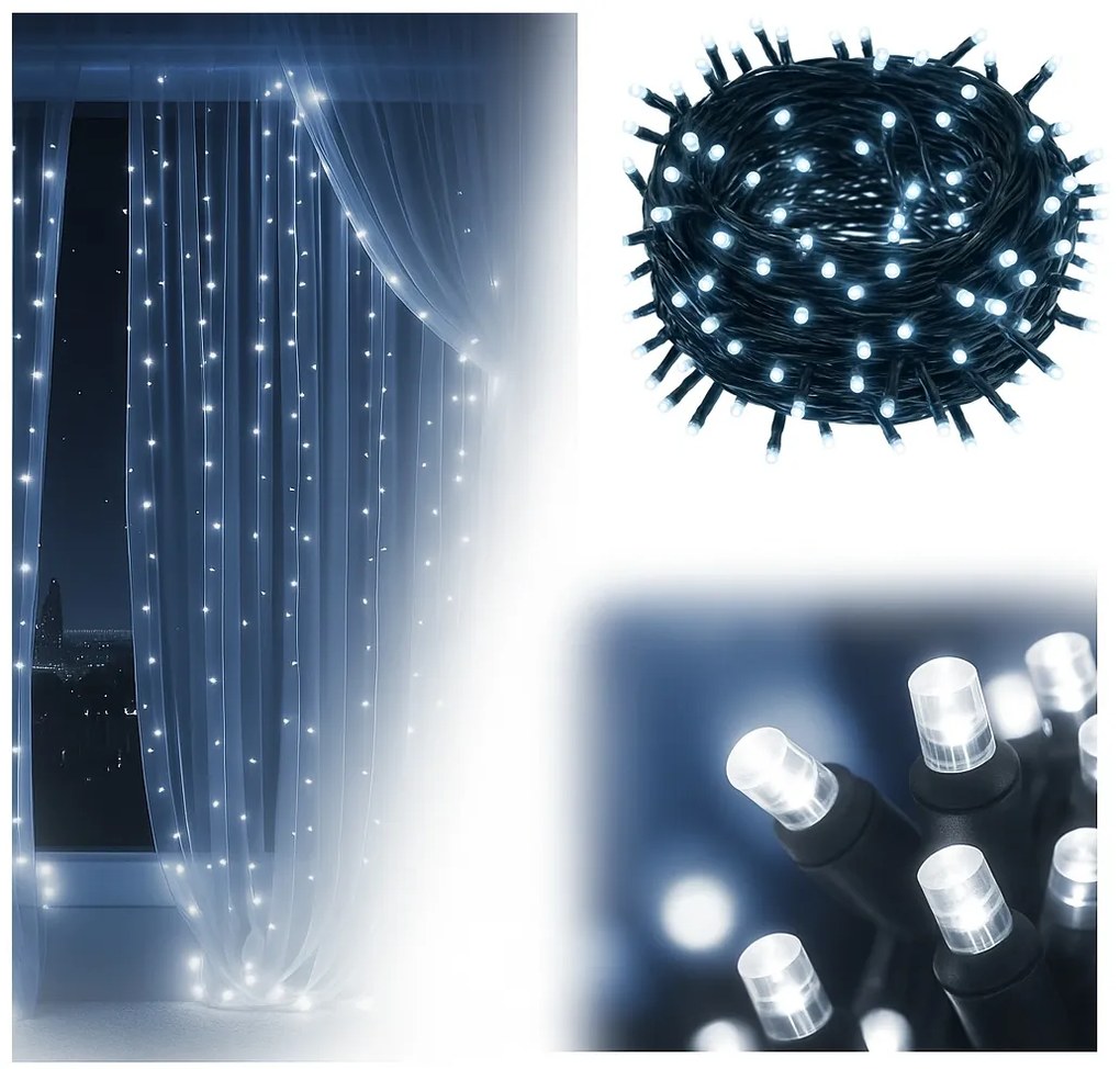 Vianočné svetielka vnútorné studená biela 100 LED