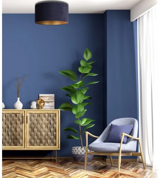 Duolla - Stropné svietidlo ROLLER 1xE27/15W/230V pr. 40 cm modrá/zlatá