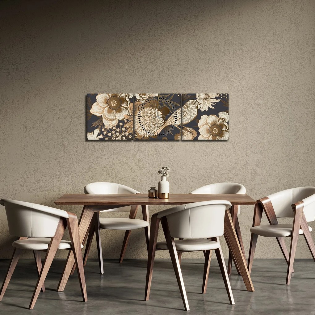 Obraz - Zlatá záhrada (s hodinami) (90x30 cm)
