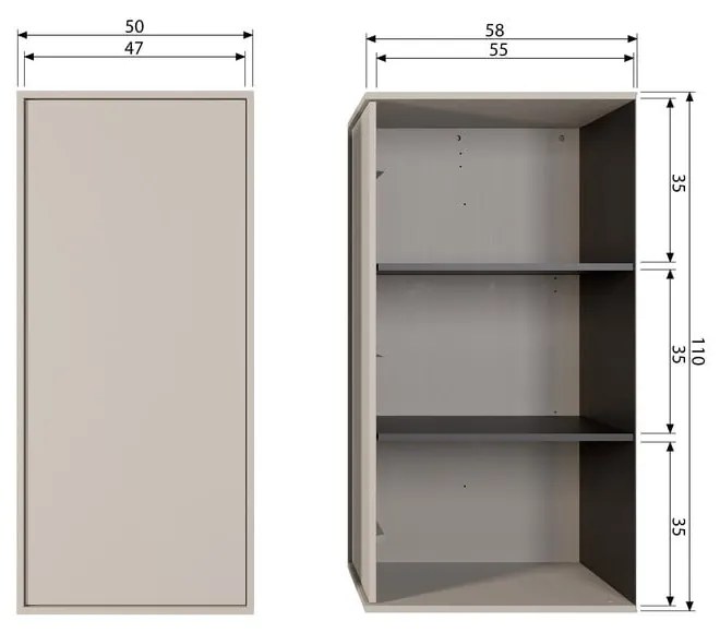 Krémová modulárna skriňa z borovicového dreva 50x110 cm Daily – vtwonen