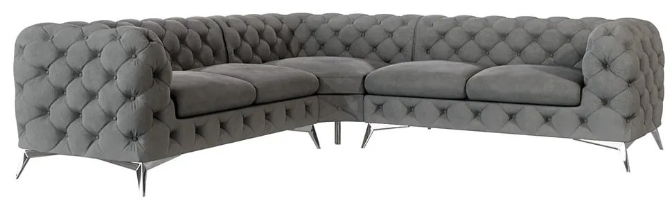 Sivá zamatová rohová pohovka Chelsea – Ropez