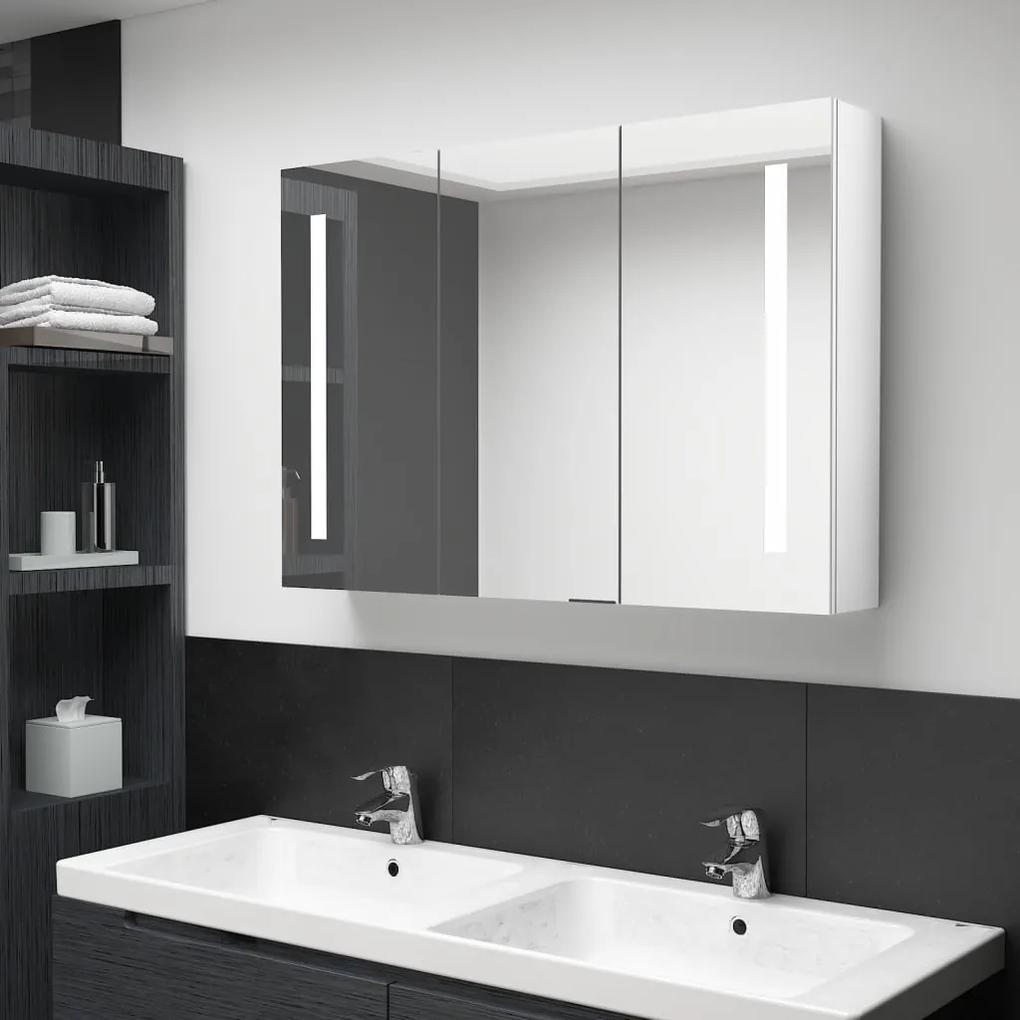 LED kúpeľňová zrkadlová skrinka 89x14x62 cm žiarivá biela