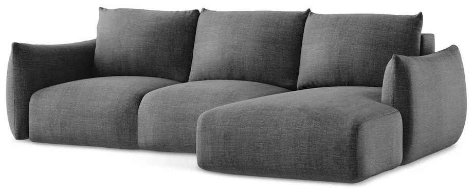 Tmavosivá rozkladacia rohová pohovka (pravý roh/s leňoškou) Leila – Makamii