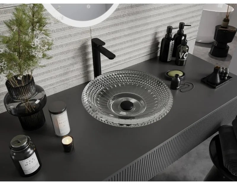 Mexen Heba, sklenené umývadlo na dosku 45 x 45 cm, číra, 24064500