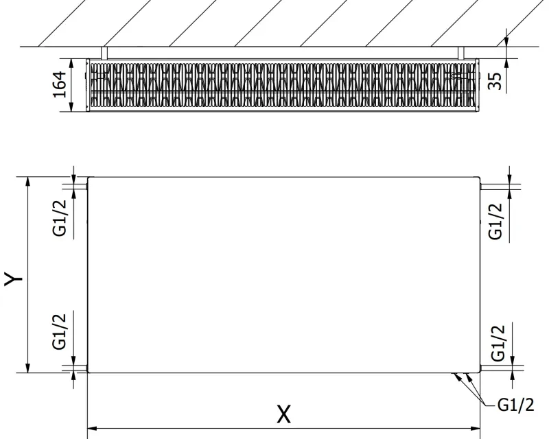 Mexen, Mexen Flat CVF33 panelový radiátor 600 x 700 mm, spodné pripojenie, 1541 W, biely - W633F-060-070-00