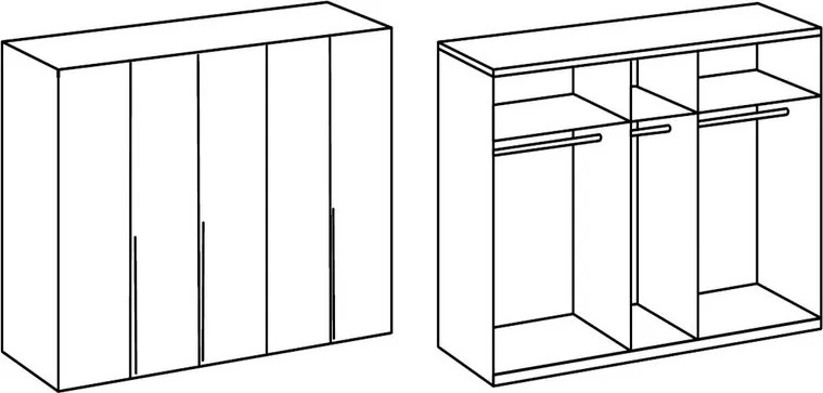 Šatníková skriňa New York D, 225 cm, biela/biely lesk