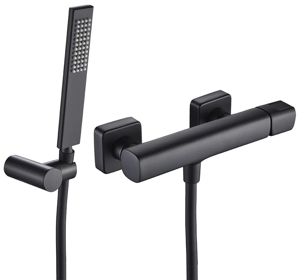 Laveo Tores, sprchová batéria s ručnou bodovou sprchovou súpravou, čierna matná, LAV-BVT_741D