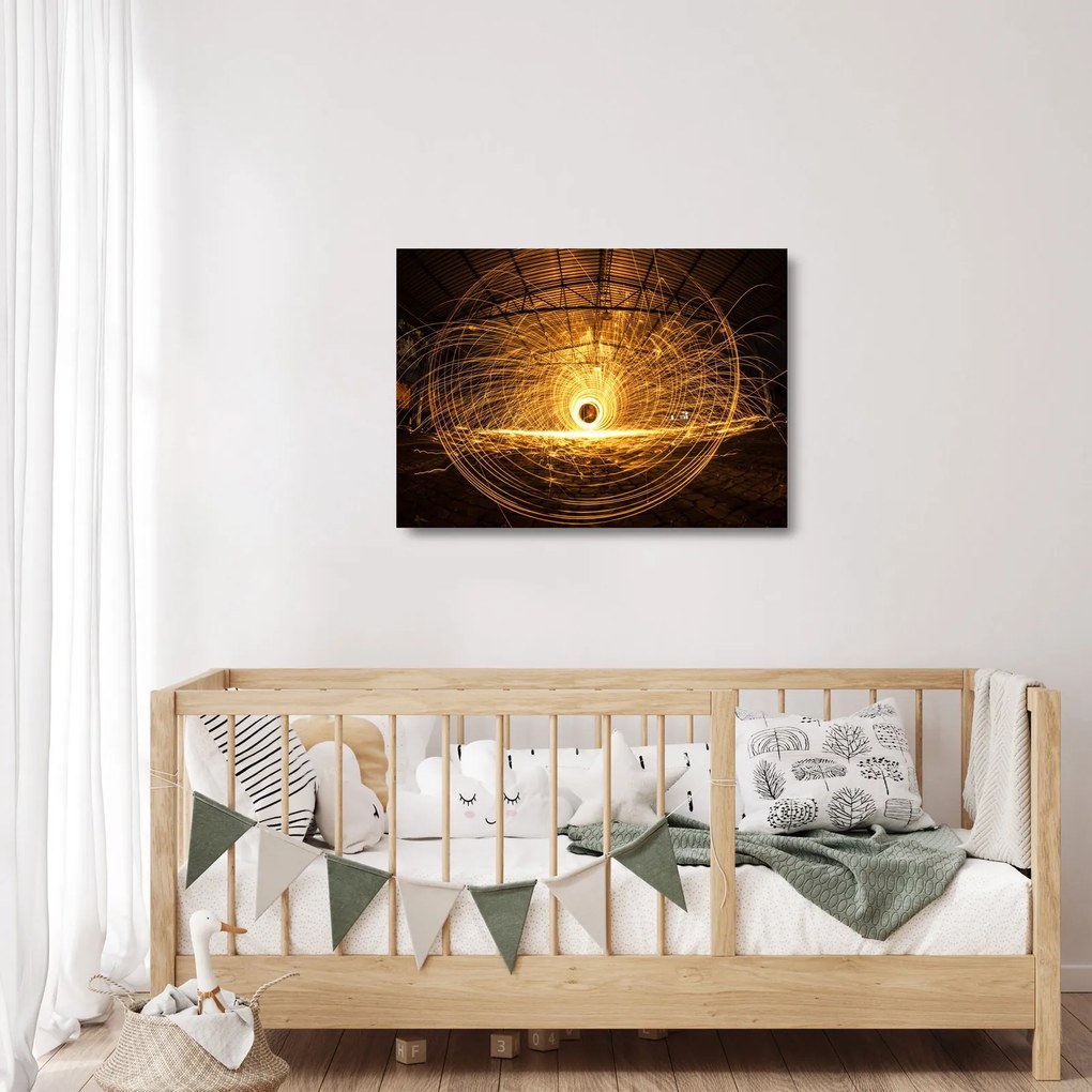 Sklenený obraz svietiaceho disku (70x50 cm)