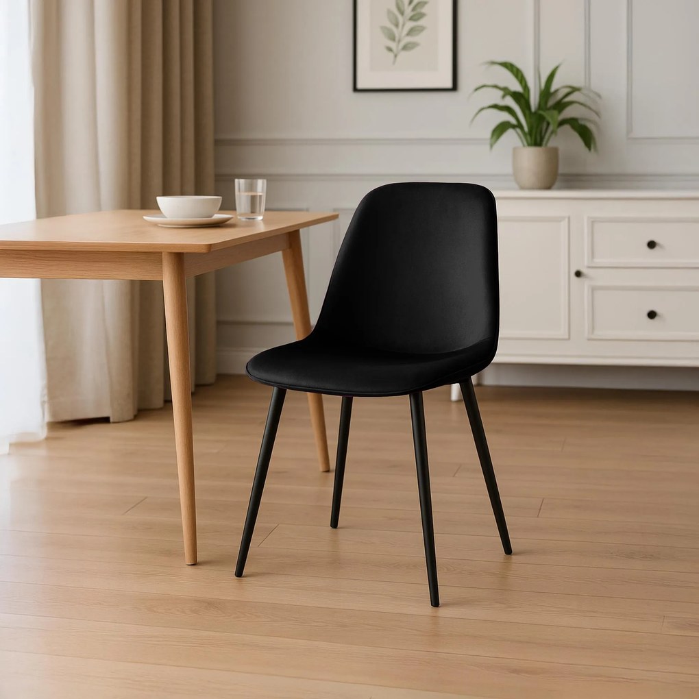 Sada 4 ks jedálenskej stoličky Maryam zamat - čierna