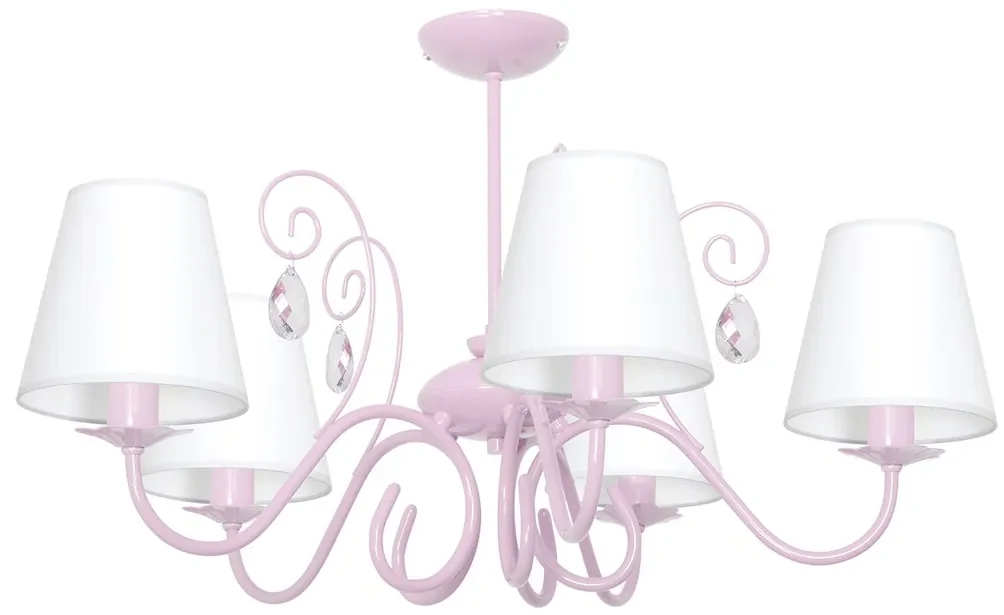 EUlight Detský luster Sara, 5x biele textilné tienidlo, p