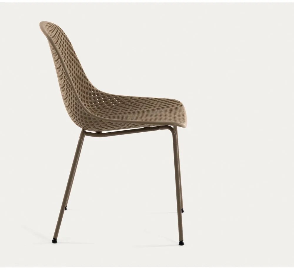 Svetlohnedá kovová záhradná stolička Quinby – Kave Home