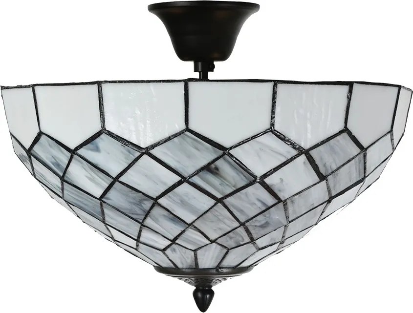 Bielo-šedá stropná lampa Tiffany Paulette - Ø 41*24 cm E14/ 2*40W