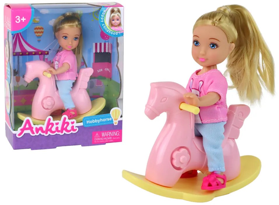 Lean Toys Súprava malej bábiky s hojdajúcim koníkom