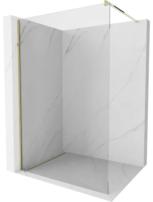 Mexen Kioto, sprchová zásteny typ Walk-In 135 x 200 cm, 8mm číre sklo, zlatý lesklý profil, 800-135-101-50-00