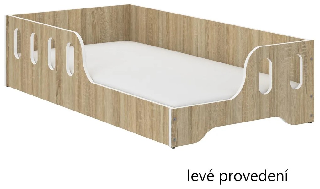 Detská Montessori posteľ COCO 140x70 cm + MATRAC - sonoma