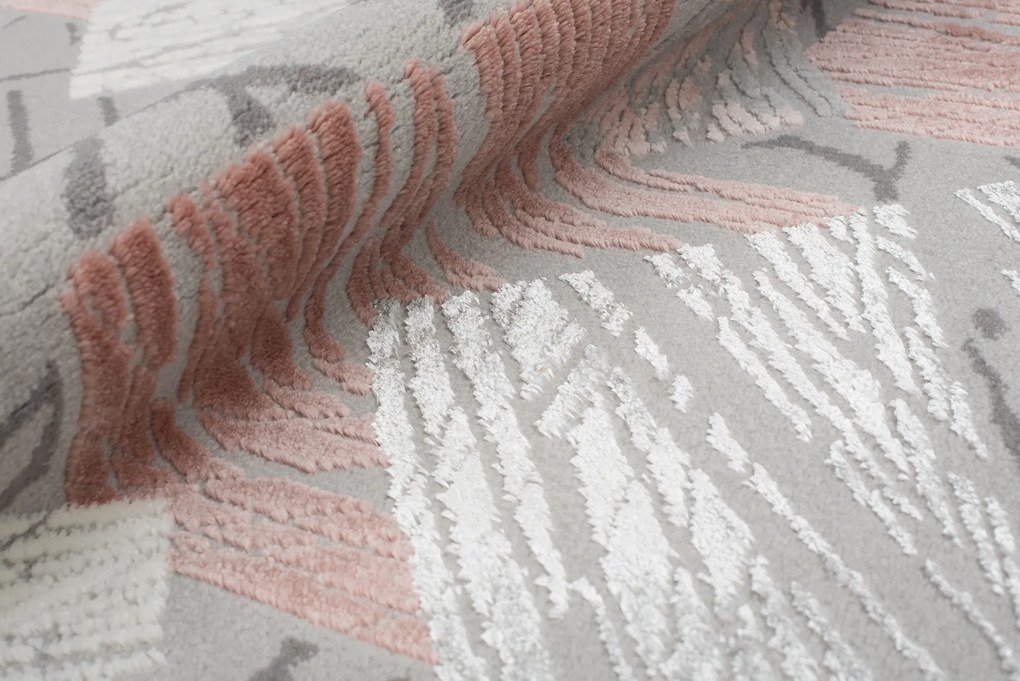 Koberec E464A LIGHT GRAY/DARK PINK ASTHANE Veľkosť: 300x400cm