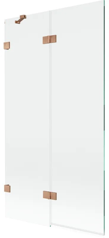 Mexen Lunar, 2-krídlová vaňová zástena ľavá 100 x 150 cm, číre sklo, medená matná, 897-100-100-65-00-L
