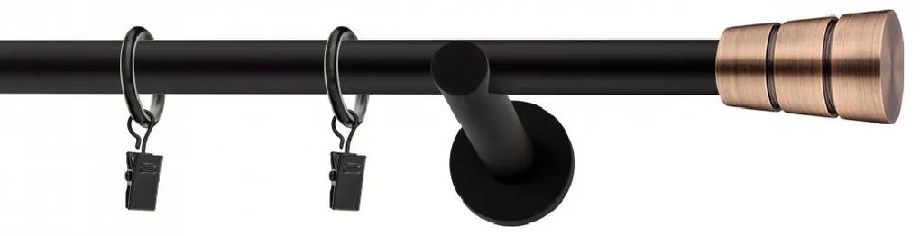 Dekorstudio Garniža jednoradová BASIC medená MIX čierna-matná 19mm Dĺžka: 160cm, Typ príslušenstva: Bez príslušenstva