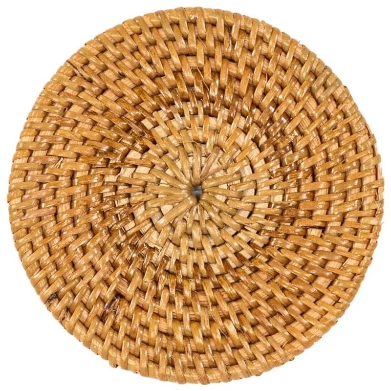 Tmavo prírodné ratanové tácky v súprave 6 ks so stojanom – Tiseco Home Studio