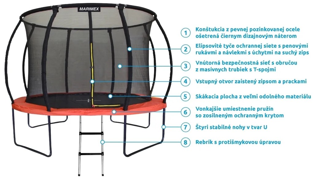 Marimex | Trampolína Marimex Premium 457 cm + vnútorná ochranná sieť + schodíky ZADARMO | 19000114