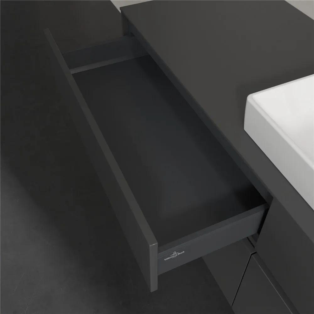 VILLEROY &amp; BOCH Collaro závesná skrinka pod umývadlo na dosku (umývadlo vpravo), 4 zásuvky, s LED osvetlením, 1600 x 500 x 548 mm, Glossy Grey, C027B0FP