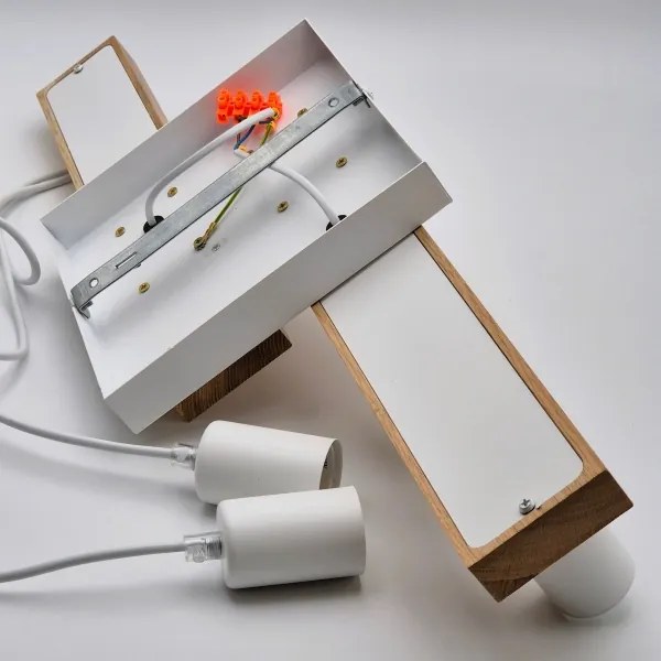 Luster na lanku CORTINA 4xE27/15W/230V biela/dub