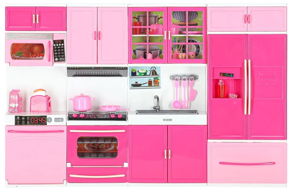 KIK Kuchynka s nábytkom pre bábiky LED zvuky