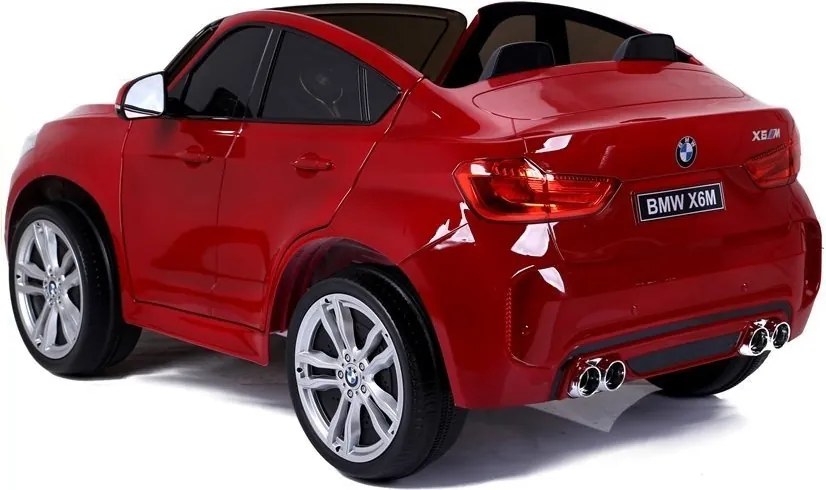LEAN CARS Elektrické autíčko BMW X6M pre deti červené lakované LED MP3