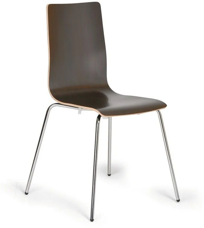 Drevená jedálenská stolička s chrómovanou konštrukciou KENT, wenge