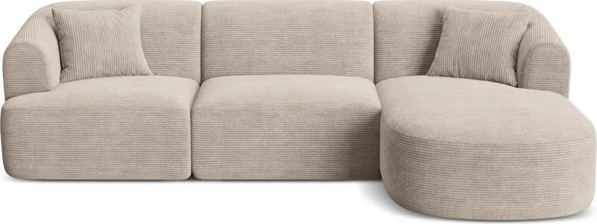 Svetlohnedá menčestrová rohová pohovka (pravý roh/s leňoškou) Campi – Cosmopolitan Design