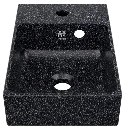 Umývadlo Cube40 Slim, čierne char / na dosku ľavé