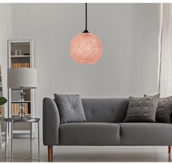 Luster na lanku JUTE 1xE27/60W/230V ružová