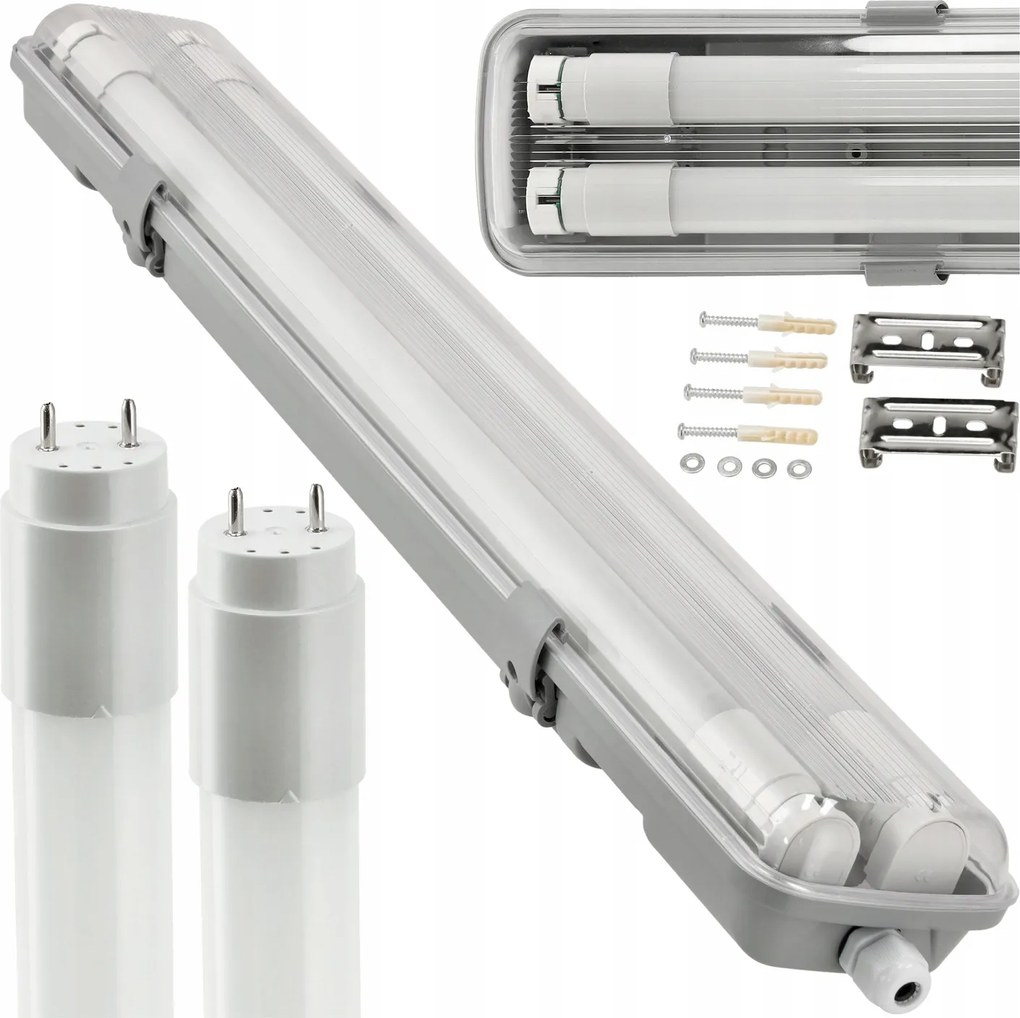 SADA 2x Hermetické svietidlo 120cm lampa + CW LED žiarivky