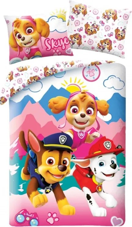 Obliečky Labková patrola ružové 140 x 200 + 70 x 90 cm