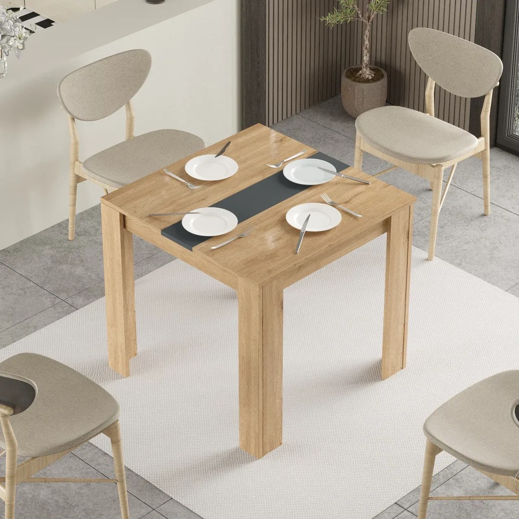 Štvorcový jedálenský stôl Houseland Future 01 dub Castello/antracitovo sivý