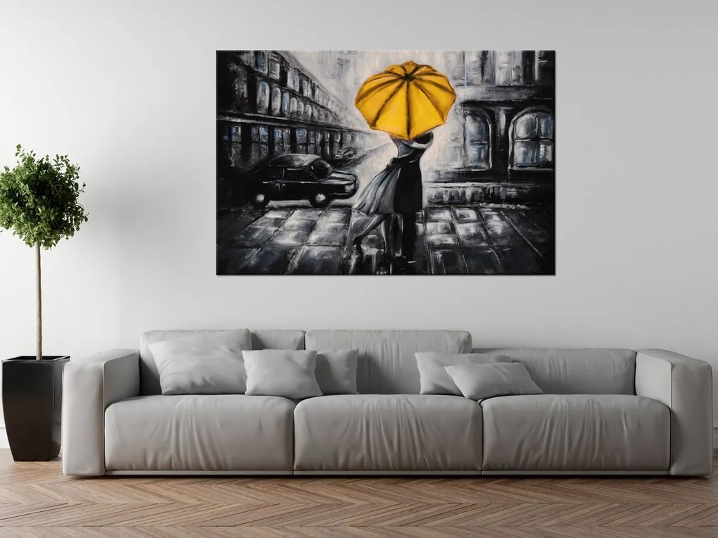 Gario Ručne maľovaný obraz Žltý bozk v daždi Rozmery: 120 x 80 cm