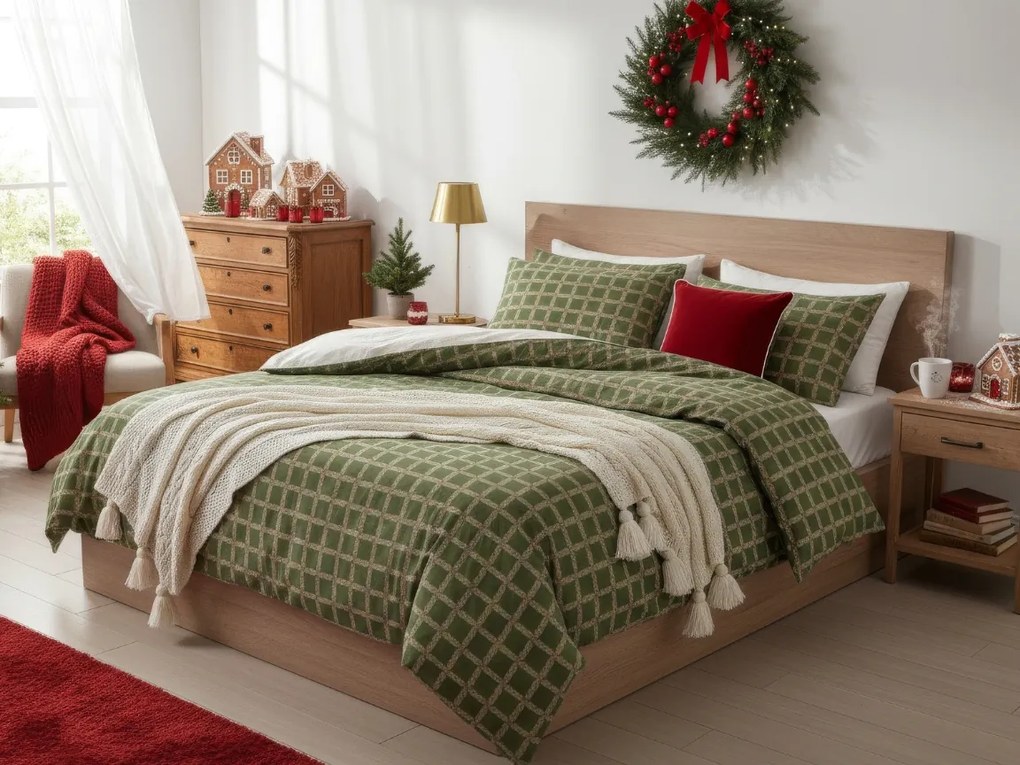 Obliečky z Renforcé bavlny BLOMORA zelené Rozmer obliečky: 2 ks 70 x 90 cm | 200 x 220 cm