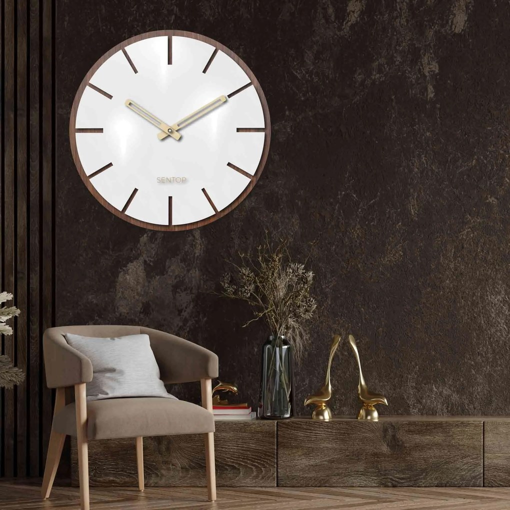 SENTOP | Drevené nástenné hodiny z HDF - Čierne, biele alebo orech | SENTOP HDFK026-orech wenge analógové