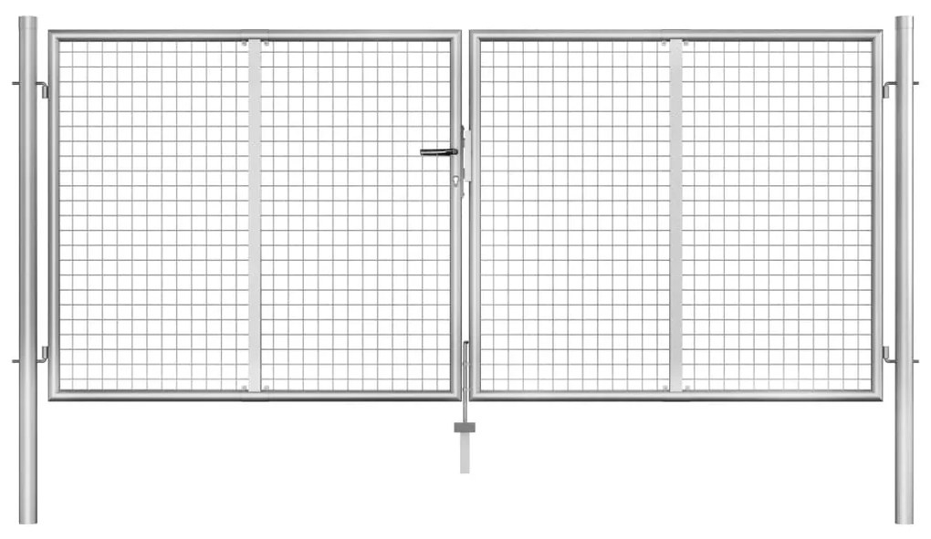 vidaXL Záhradná brána strieborná 306x175 cm galvanizovaná oceľ