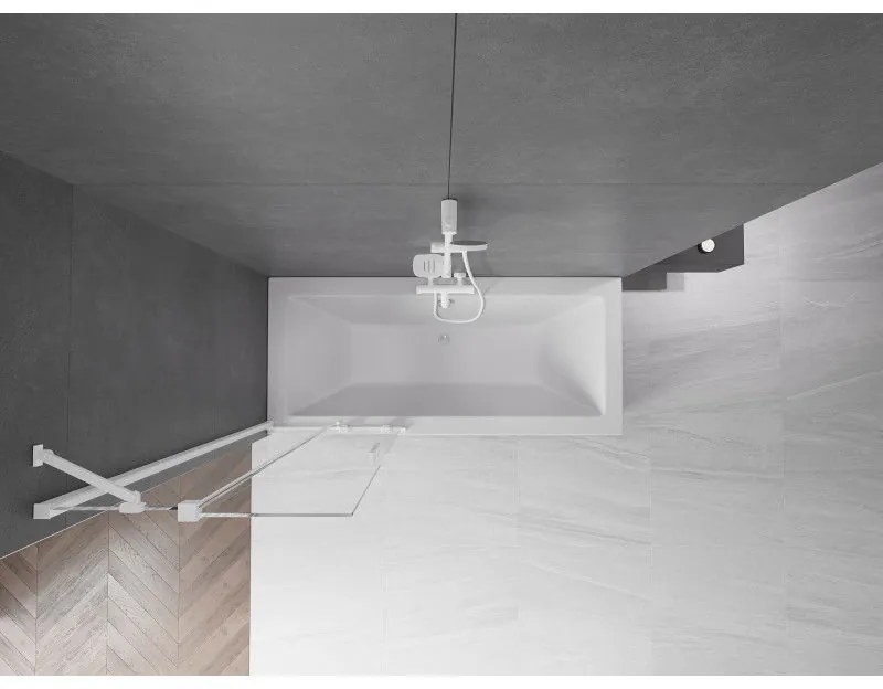 Mexen Velar, 2-krídlová posuvná vaňová zástena 75 x 150 cm, 8mm číre sklo, biely profil, 896-075-000-01-20