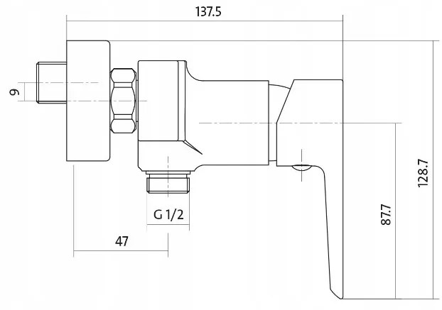 Cersanit Mille, sprchová batéria, čierna-chrómová, S951-034