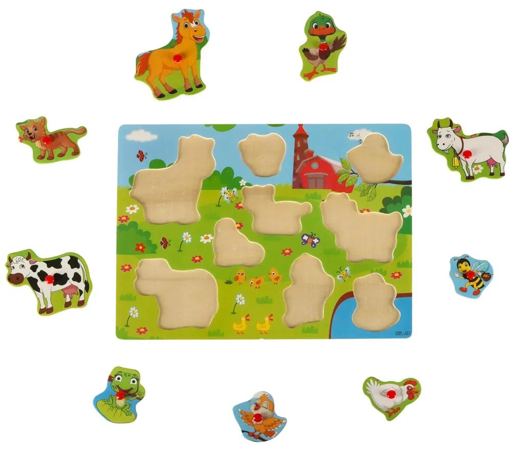 KIK Drevené puzzle zodpovedajúce tvarom farmy