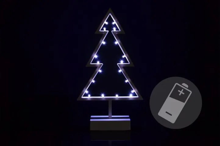 Vianočná dekorácia - stromček - studená biela, 20 LED, 38 cm