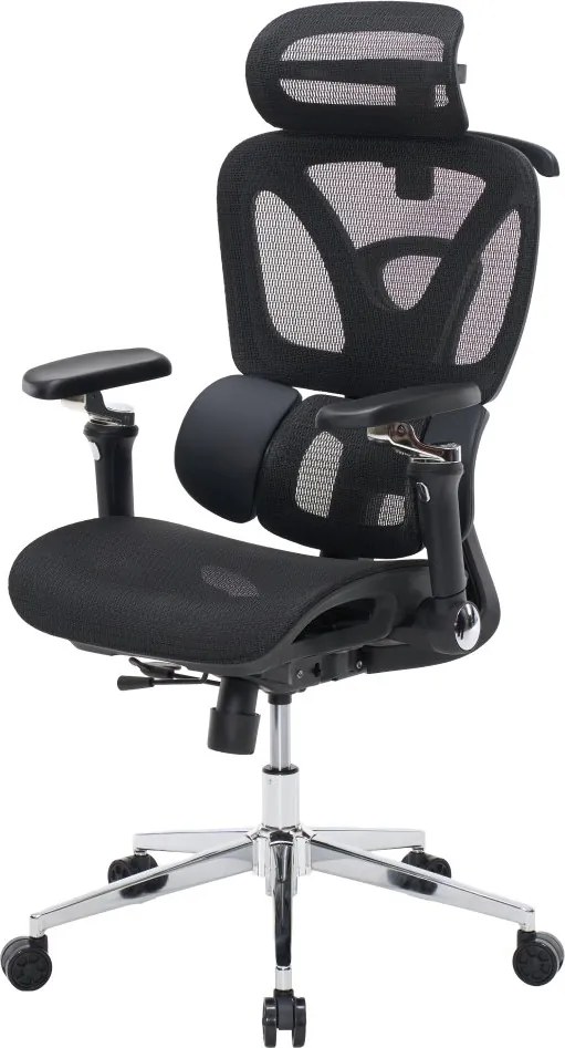 Kancelárska ergonomická stolička PORTE II — sieťovina, čierna